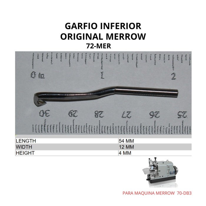 Garfio Inferior Original Merrow 72-MER | Repuesto para máquina Merrow 70