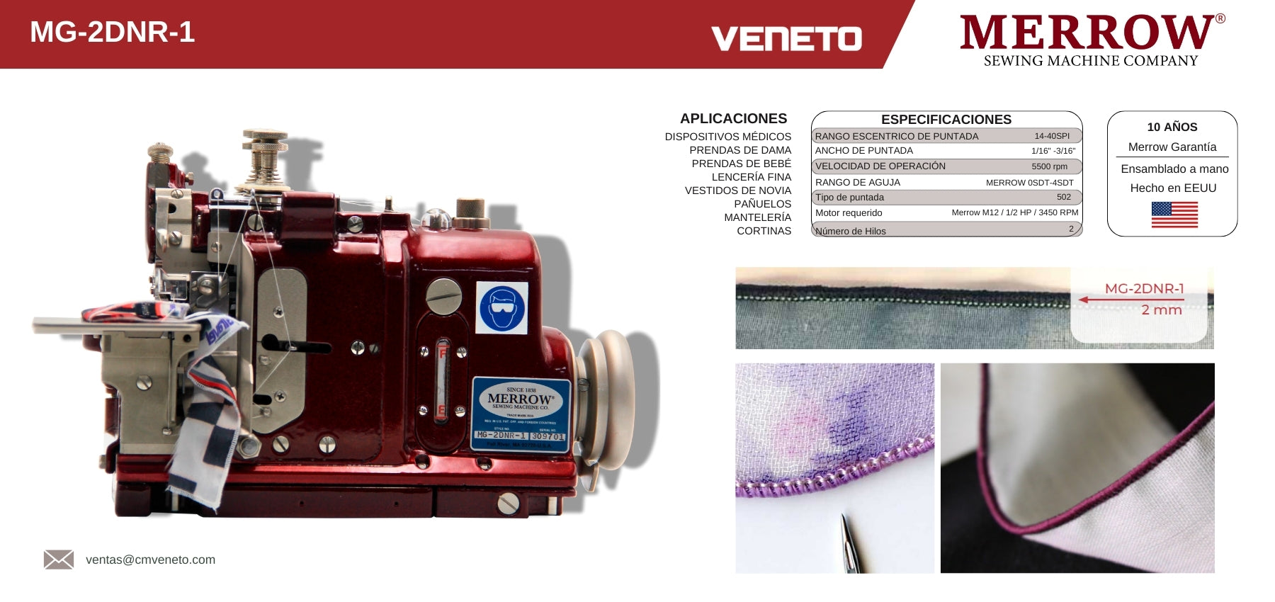 🧵 MÁQUINAS MERROW Y REPUESTOS ORIGINALES — VENETO TEXTILE