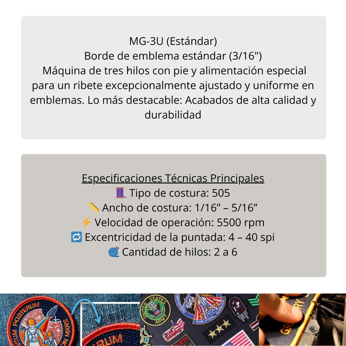 Merrow MG-3U Estándar | Para Emblemas y Parches [3/16”]