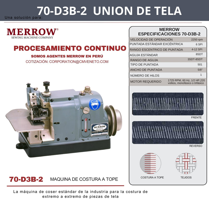 70-D3B-2 | Máquina Industrial para Costura Plana para Unión de Tela