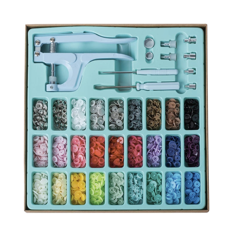Set Maquina Remachadora Incluye 270 Botones Snap Turquesa
