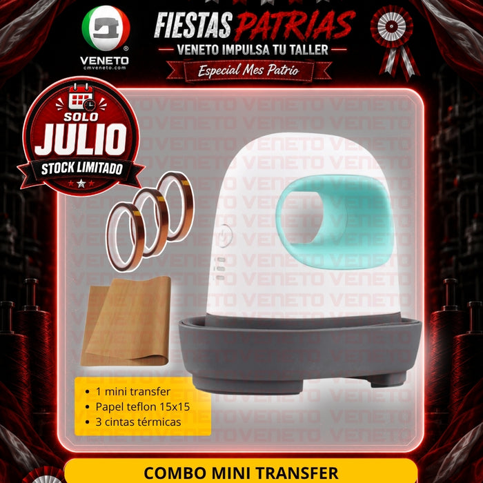 Combo Mini Transfer para Sublimación con Papel Teflón y Cintas Térmicas