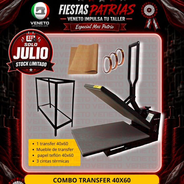 Combo Prensa Transfer 40 × 60 cm con Mueble y Accesorios