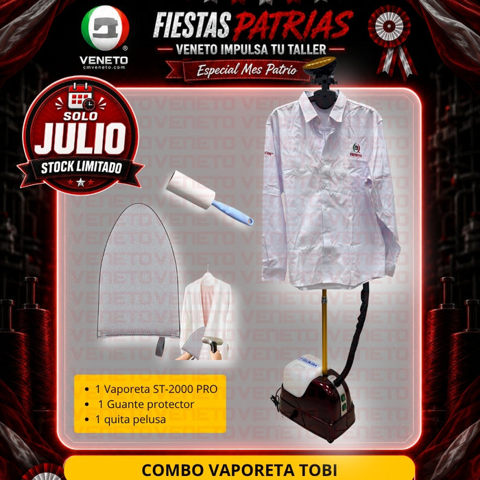 Combo Vaporeta TOBI ST-2000 PRO con Guante Protector y Quitapelusas
