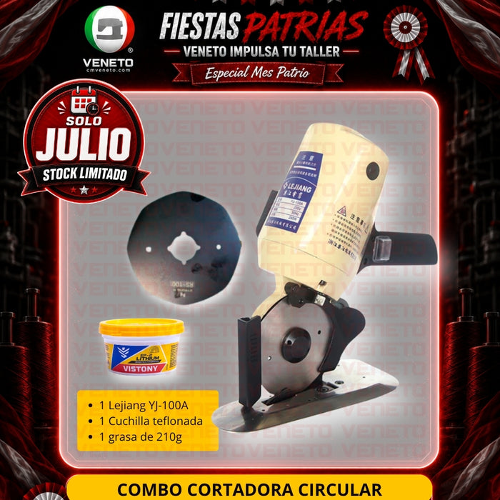 Combo Cortadora Circular Lejiang YJ-100A con Cuchilla Teflonada y Grasa