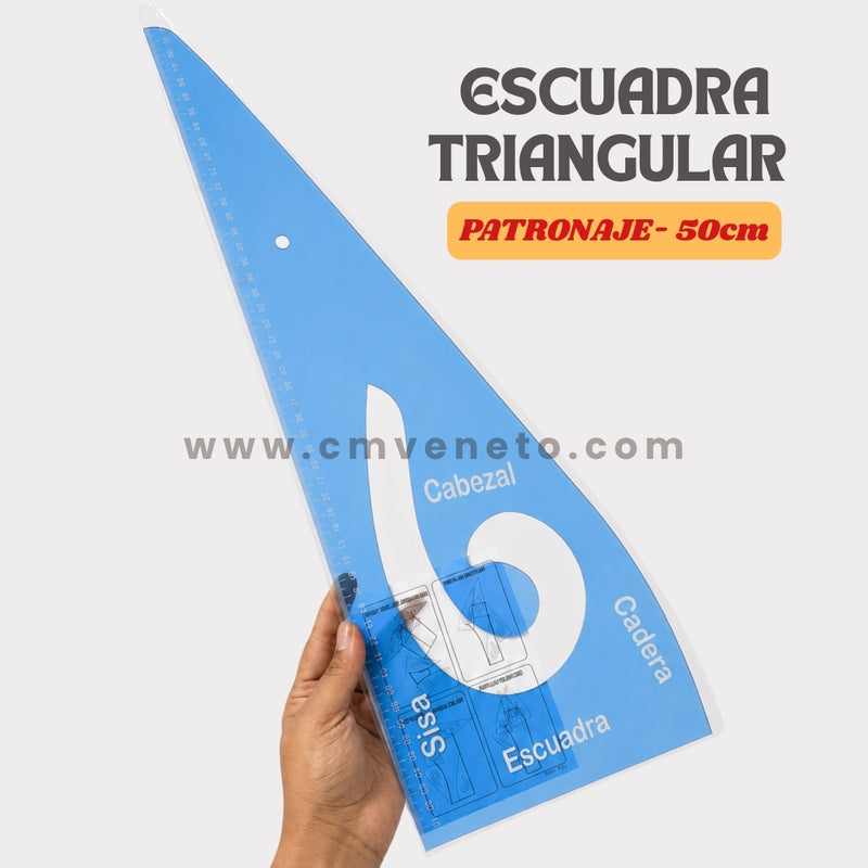 Regla Escuadra Triangular para Sastre y Patronaje | Acrílica 50 cm / 60 cm