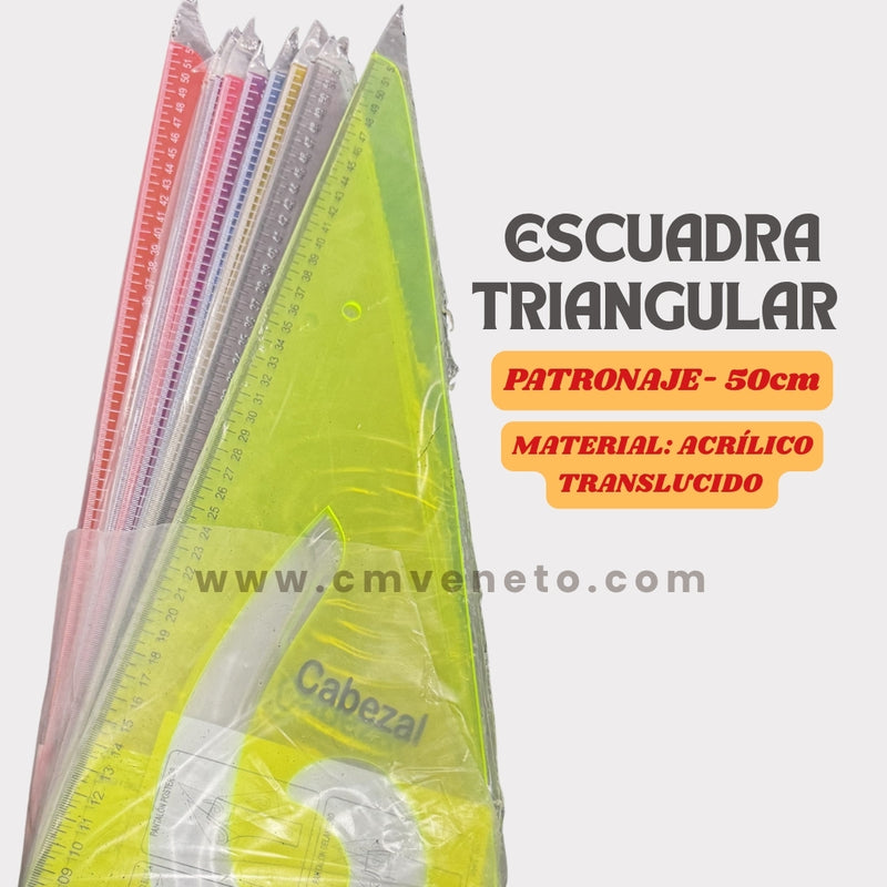 Regla Escuadra Triangular para Sastre y Patronaje | Acrílica 50 cm / 60 cm