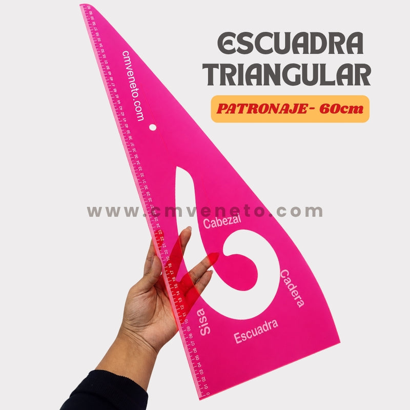 Regla Escuadra Triangular para Sastre y Patronaje | Acrílica 50 cm / 60 cm