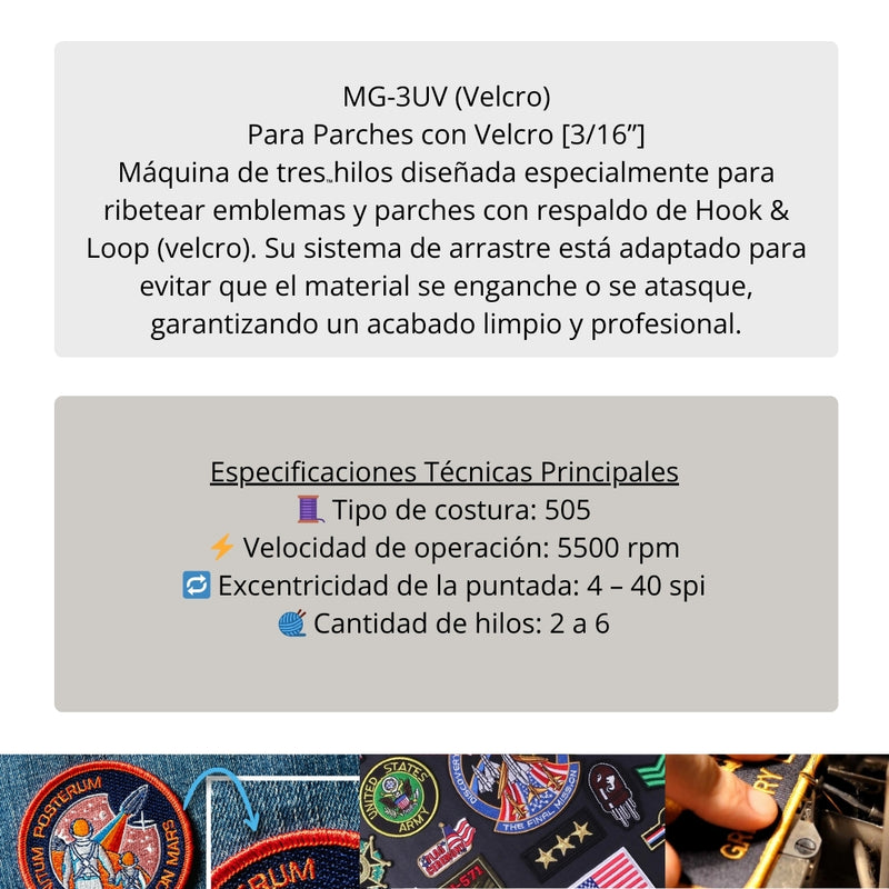 Merrow MG-3UV | Para Parches con Velcro [3/16”]