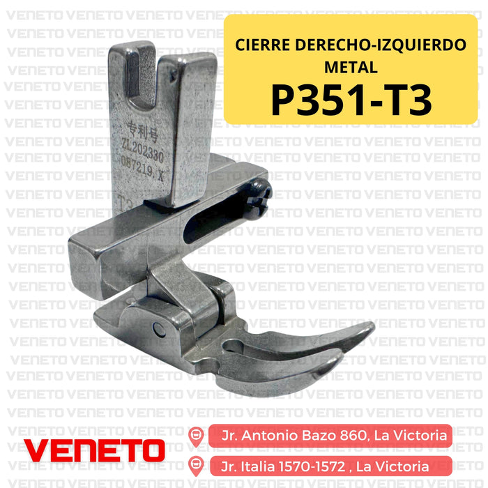 Prensatela de cierre de recta derecho-izquierdo metal P351-T3