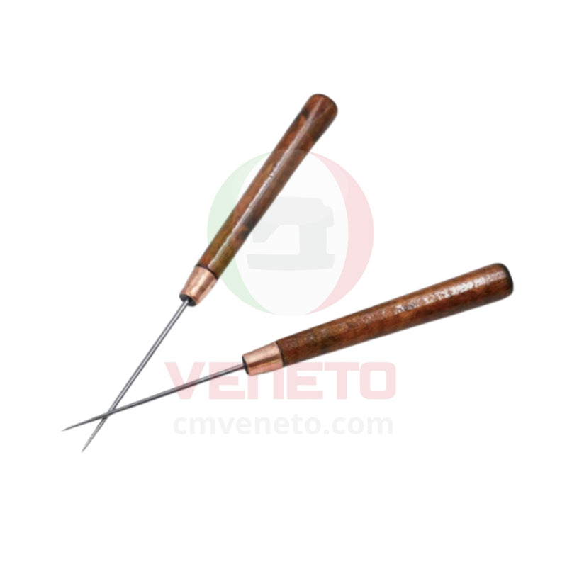 Punzón delgado con mango de madera para costura y confección