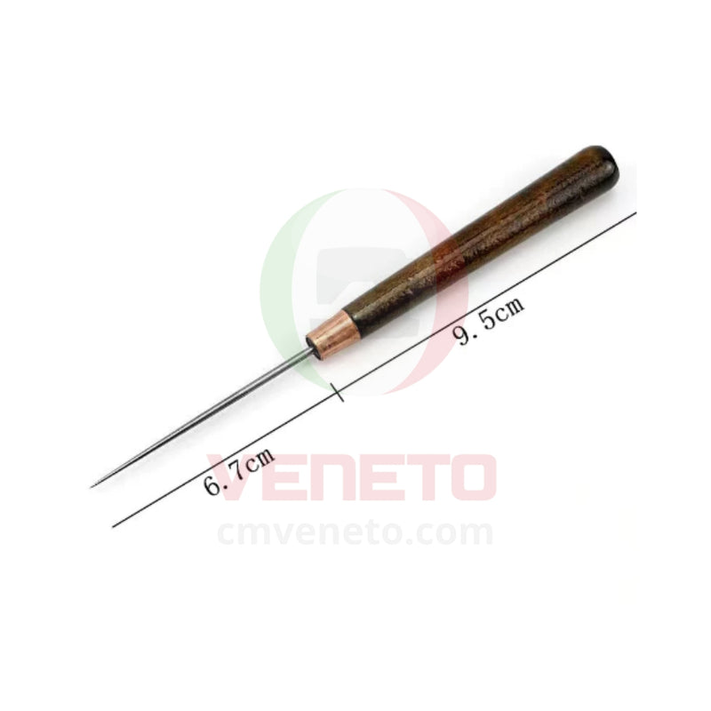 Punzón delgado con mango de madera para costura y confección