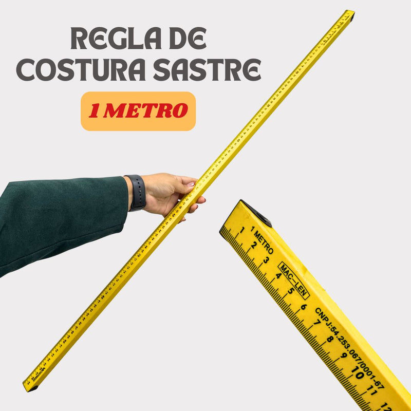 Regla de madera costura sastre - 1 metro