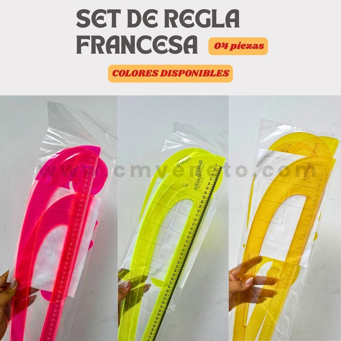 Set de Reglas Francesas para Patronaje – 4 Piezas | Colores Disponibles
