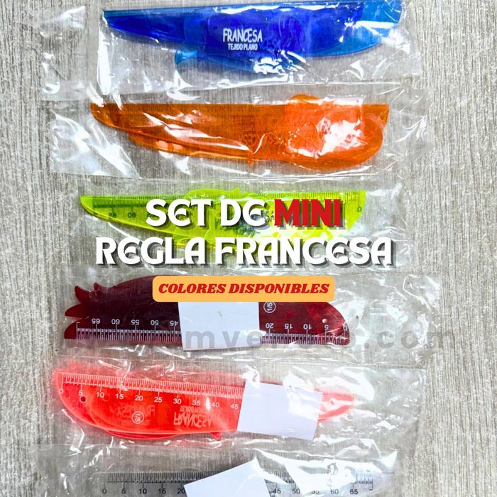 Set Mini de Regla Francesa Escala 1:5 – 4 Piezas | Colores Disponibles