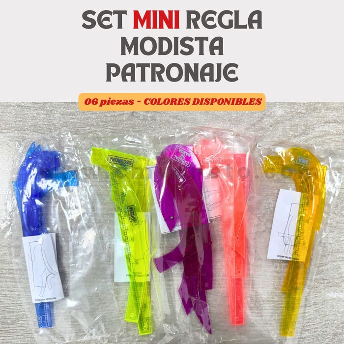 Set Mini de Reglas Modista Escala 1:4 – 6 Piezas de 15 cm Aprox