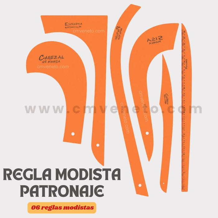 Set de Reglas para Patronaje de Modista 6 Piezas | Colores Surtidos