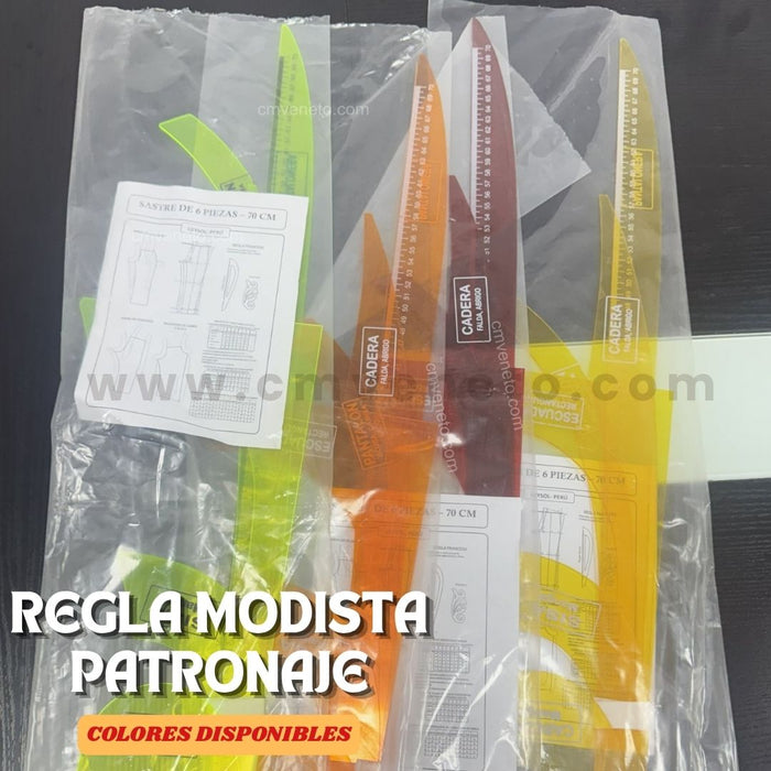 Set de Reglas para Patronaje de Modista 6 Piezas | Colores Surtidos