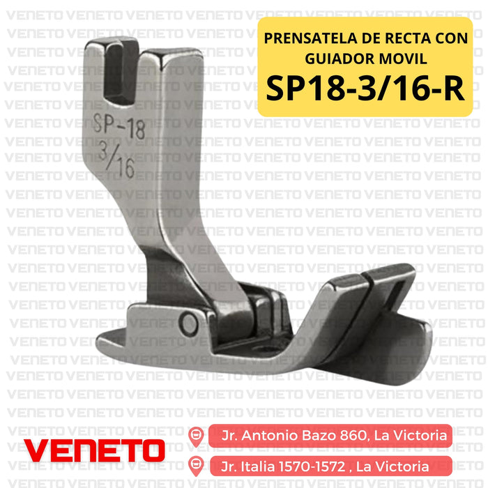 Prensatela de recta con guiador movil SP18 3/16-R