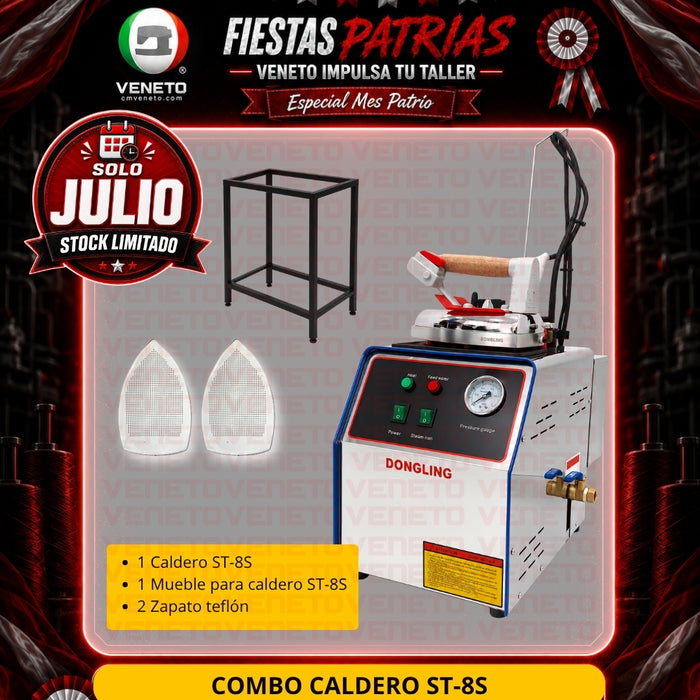 Combo Caldero Vaporizador ST-8S con Mueble y 2 Zapatos de Teflón | CYBERVENETO