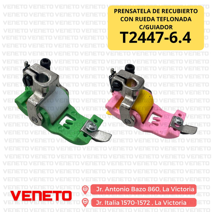 Prensatela de recubierto con rueda teflonada con guiador T2447-6.4