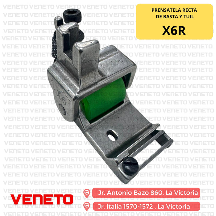 Prensatela recta de basta y tuil con rueda lisa X6R