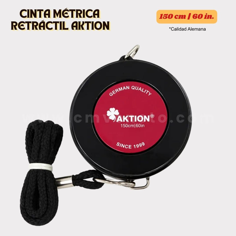 Cinta Métrica Alemana Retráctil Aktion 150 cm / 60 in con Cordón – Calidad Alemana