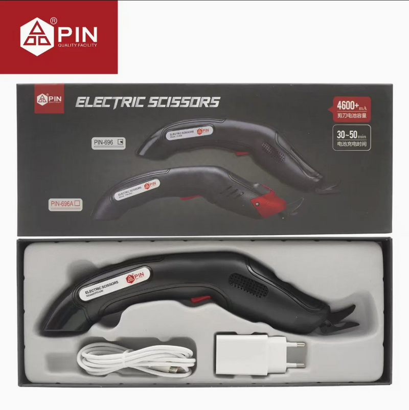 Tijera Eléctrica Inalámbrica PIN 696 / 696A para Cortar Tela, Cuero y Cartón