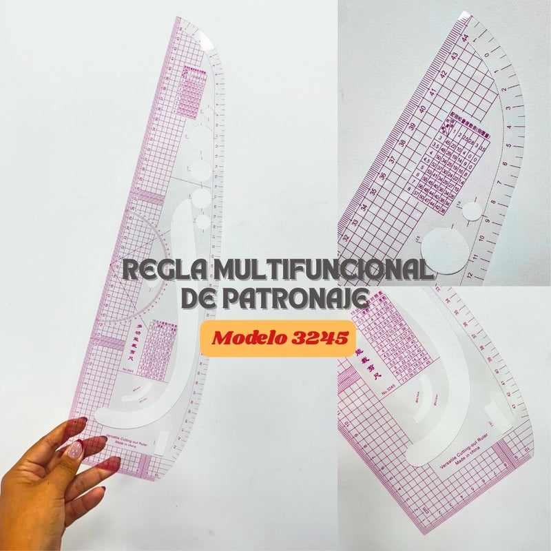 egla Multifuncional de Patronaje 3245 – Curva Francesa y Transportador de 45 cm
